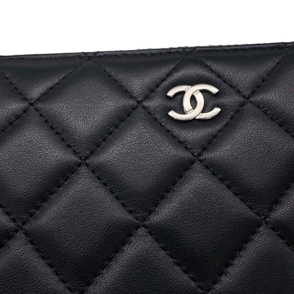 CHANEL Black Lambskin Leather Logo Wallet - Picture 5 of 16